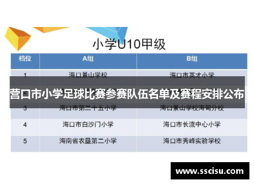 营口市小学足球比赛参赛队伍名单及赛程安排公布